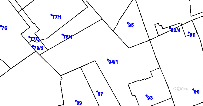 Parcela st. 94 v KÚ Bubeneč, Katastrální mapa