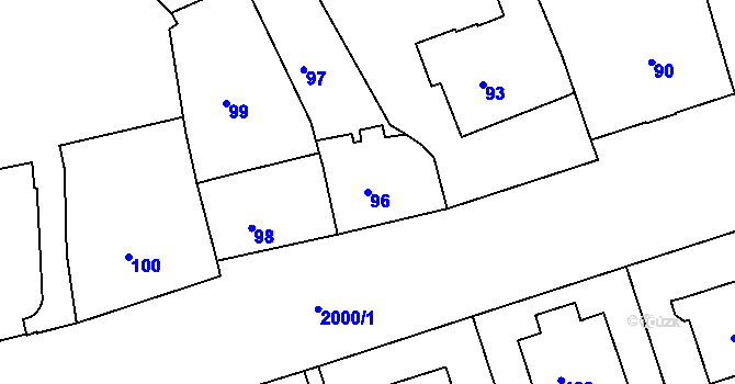 Parcela st. 96 v KÚ Bubeneč, Katastrální mapa