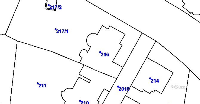 Parcela st. 216 v KÚ Bubeneč, Katastrální mapa