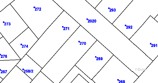 Parcela st. 270 v KÚ Bubeneč, Katastrální mapa
