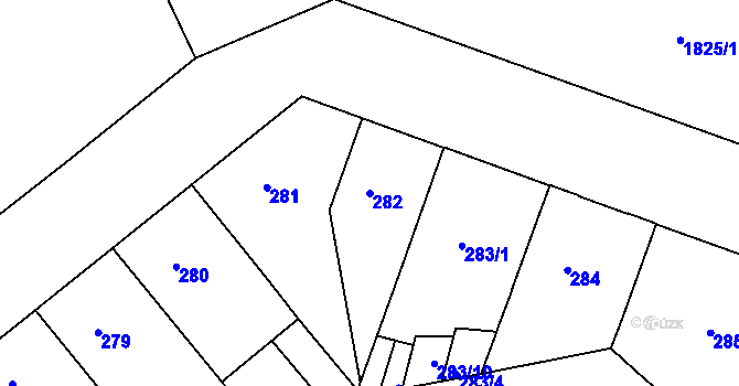 Parcela st. 282 v KÚ Bubeneč, Katastrální mapa