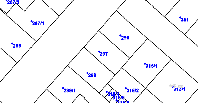 Parcela st. 297 v KÚ Bubeneč, Katastrální mapa