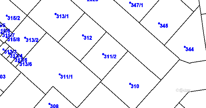 Parcela st. 311/2 v KÚ Bubeneč, Katastrální mapa