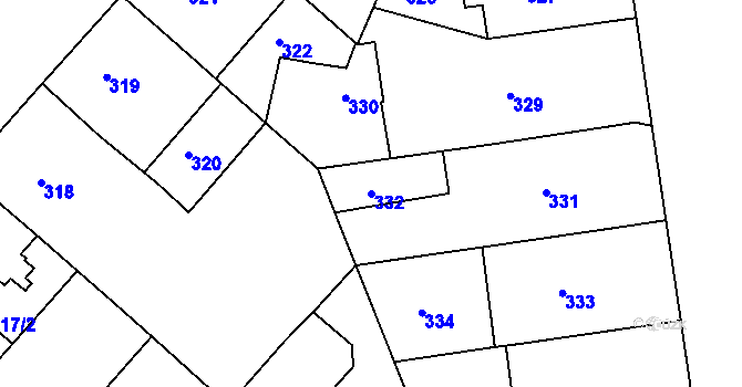 Parcela st. 332 v KÚ Bubeneč, Katastrální mapa