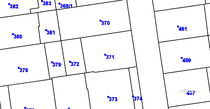 Parcela st. 371 v KÚ Bubeneč, Katastrální mapa