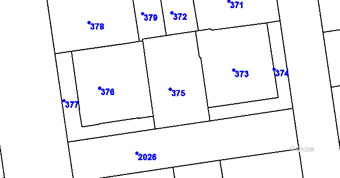 Parcela st. 375 v KÚ Bubeneč, Katastrální mapa