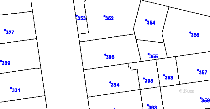 Parcela st. 396 v KÚ Bubeneč, Katastrální mapa