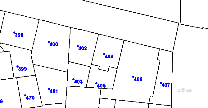 Parcela st. 404 v KÚ Bubeneč, Katastrální mapa