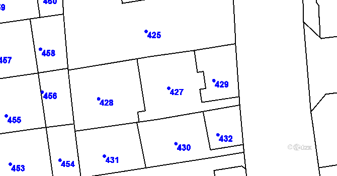 Parcela st. 427 v KÚ Bubeneč, Katastrální mapa