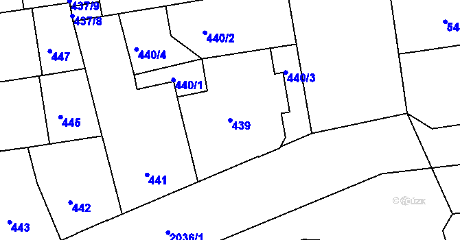 Parcela st. 439 v KÚ Bubeneč, Katastrální mapa