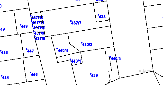 Parcela st. 440/2 v KÚ Bubeneč, Katastrální mapa