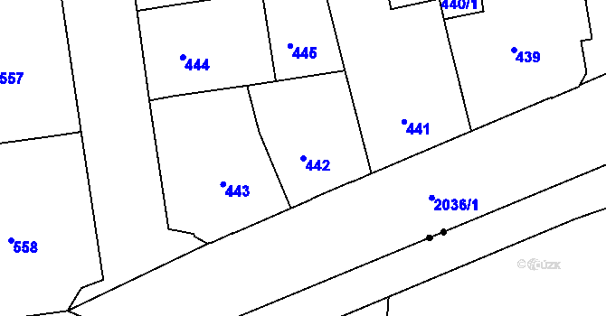 Parcela st. 442 v KÚ Bubeneč, Katastrální mapa