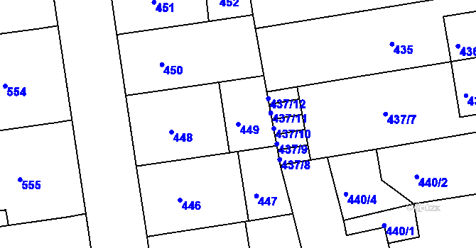 Parcela st. 449 v KÚ Bubeneč, Katastrální mapa