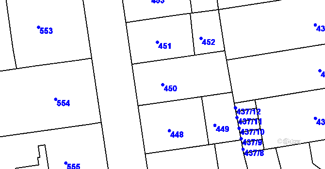 Parcela st. 450 v KÚ Bubeneč, Katastrální mapa