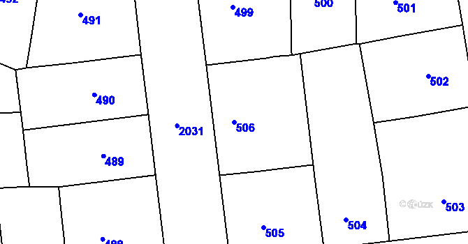 Parcela st. 506 v KÚ Bubeneč, Katastrální mapa