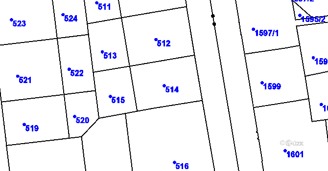 Parcela st. 514 v KÚ Bubeneč, Katastrální mapa