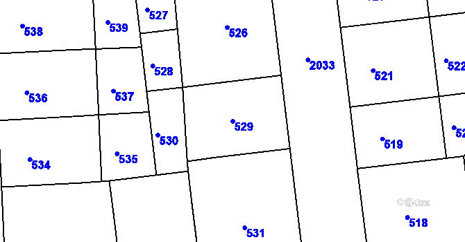 Parcela st. 529 v KÚ Bubeneč, Katastrální mapa
