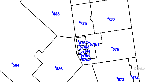 Parcela st. 576/2 v KÚ Bubeneč, Katastrální mapa