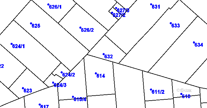 Parcela st. 632 v KÚ Bubeneč, Katastrální mapa