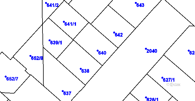 Parcela st. 640 v KÚ Bubeneč, Katastrální mapa
