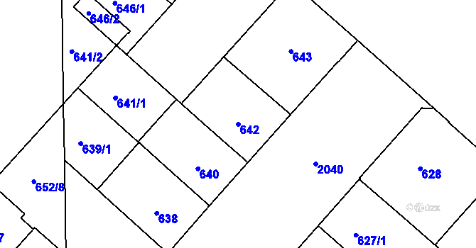 Parcela st. 642 v KÚ Bubeneč, Katastrální mapa