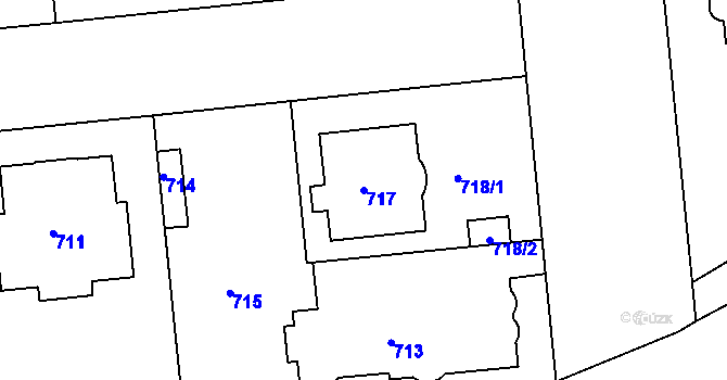 Parcela st. 717 v KÚ Bubeneč, Katastrální mapa
