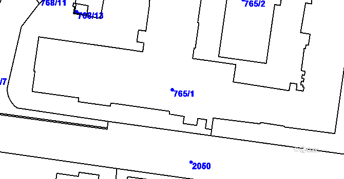 Parcela st. 765/1 v KÚ Bubeneč, Katastrální mapa