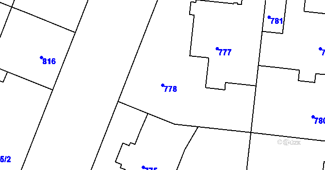 Parcela st. 778 v KÚ Bubeneč, Katastrální mapa