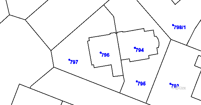 Parcela st. 796 v KÚ Bubeneč, Katastrální mapa