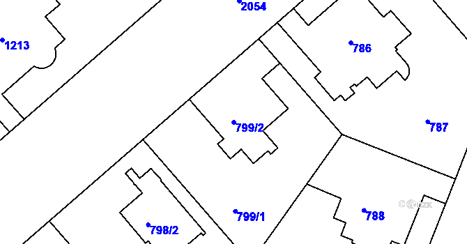 Parcela st. 799/2 v KÚ Bubeneč, Katastrální mapa