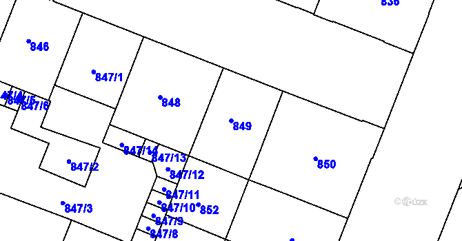 Parcela st. 849 v KÚ Bubeneč, Katastrální mapa