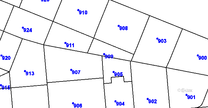 Parcela st. 909 v KÚ Bubeneč, Katastrální mapa
