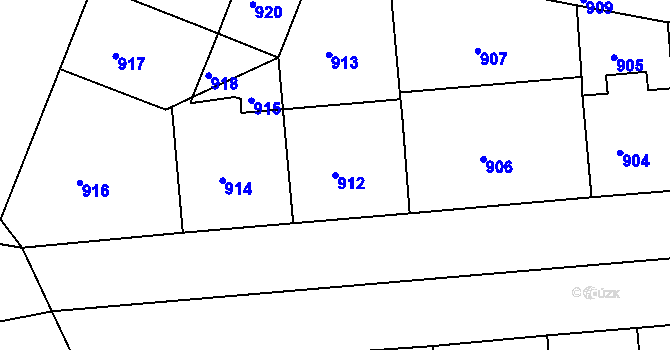 Parcela st. 912 v KÚ Bubeneč, Katastrální mapa