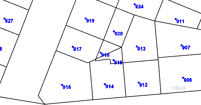 Parcela st. 918 v KÚ Bubeneč, Katastrální mapa