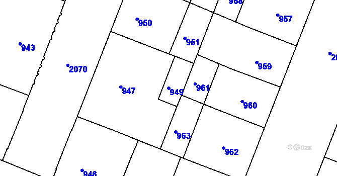 Parcela st. 949 v KÚ Bubeneč, Katastrální mapa