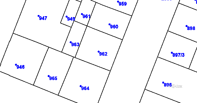 Parcela st. 962 v KÚ Bubeneč, Katastrální mapa