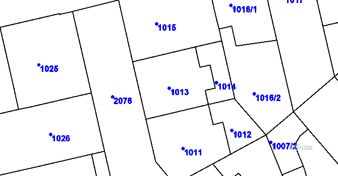 Parcela st. 1013 v KÚ Bubeneč, Katastrální mapa