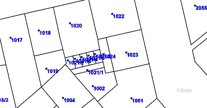 Parcela st. 1024 v KÚ Bubeneč, Katastrální mapa