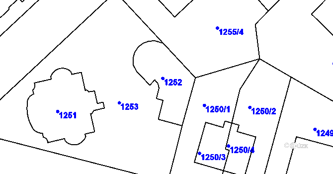 Parcela st. 1252 v KÚ Bubeneč, Katastrální mapa