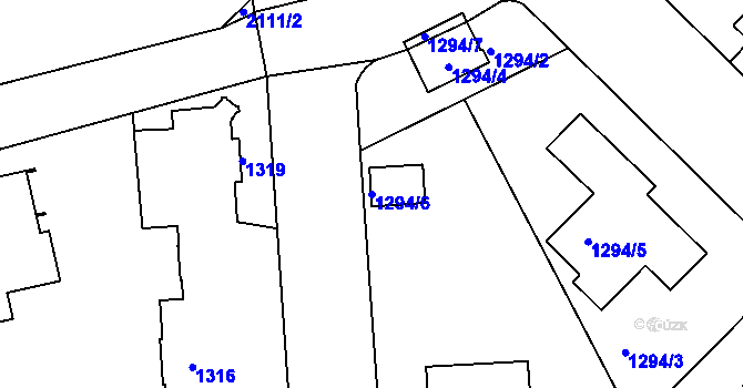 Parcela st. 1294/6 v KÚ Bubeneč, Katastrální mapa