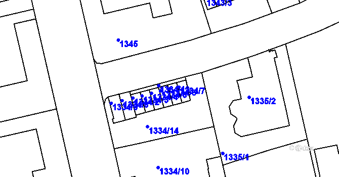 Parcela st. 1334/6 v KÚ Bubeneč, Katastrální mapa