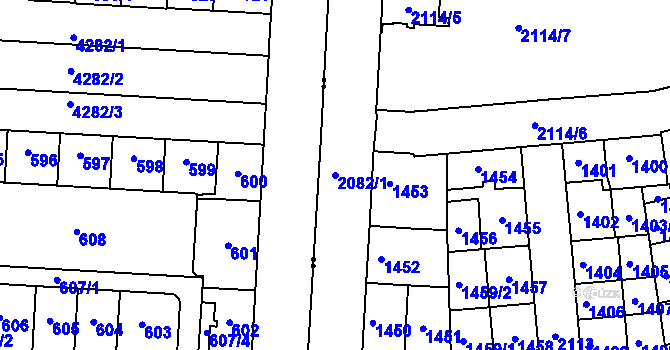 Parcela st. 2082/1 v KÚ Bubeneč, Katastrální mapa