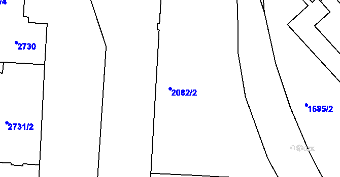 Parcela st. 2082/2 v KÚ Bubeneč, Katastrální mapa