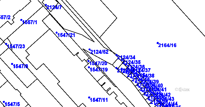 Parcela st. 2124/4 v KÚ Bubeneč, Katastrální mapa