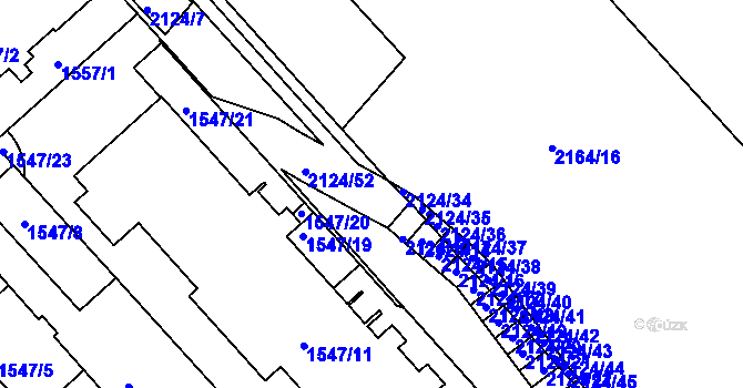 Parcela st. 2124/5 v KÚ Bubeneč, Katastrální mapa