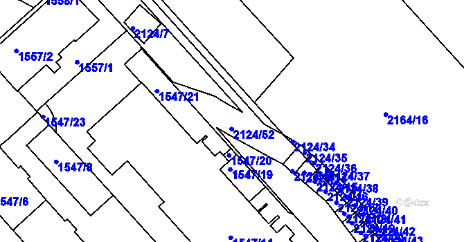 Parcela st. 2124/6 v KÚ Bubeneč, Katastrální mapa