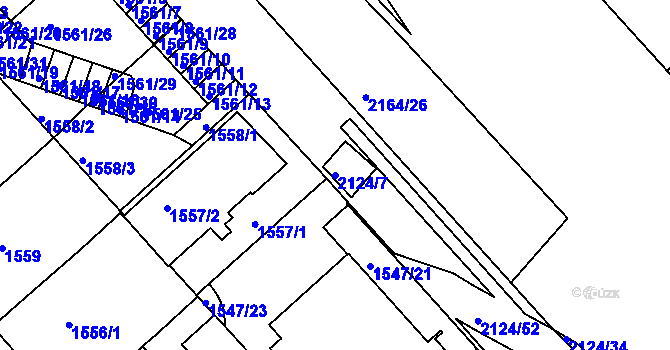Parcela st. 2124/7 v KÚ Bubeneč, Katastrální mapa
