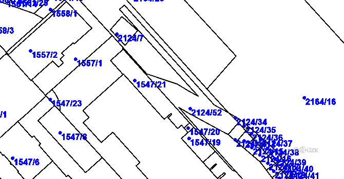 Parcela st. 2124/9 v KÚ Bubeneč, Katastrální mapa