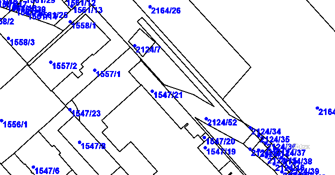 Parcela st. 2124/11 v KÚ Bubeneč, Katastrální mapa