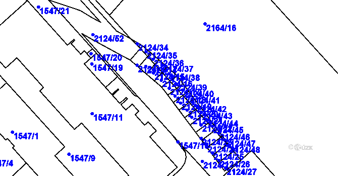 Parcela st. 2124/17 v KÚ Bubeneč, Katastrální mapa